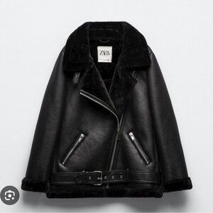 Zara Black Faux Fur/Leather Jacket